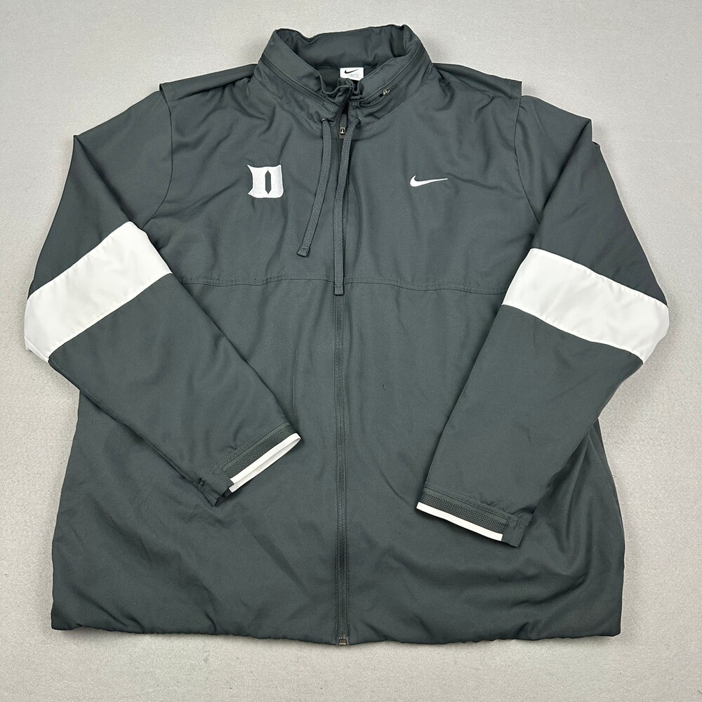 Duke Blue Devils Jacket Men 3XL Gray Nike Windbreaker Player Issued Hood XXXL *